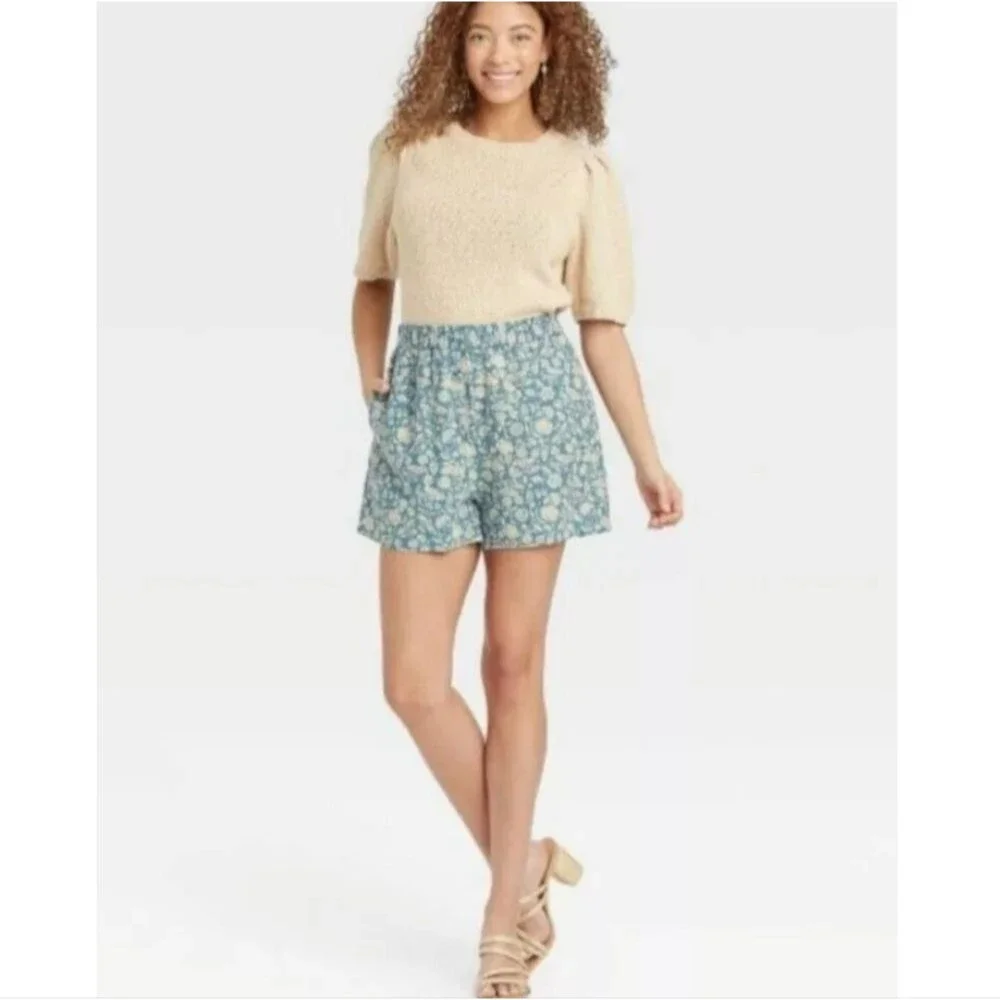 Universal Thread Linen Blend Floral Shorts - S